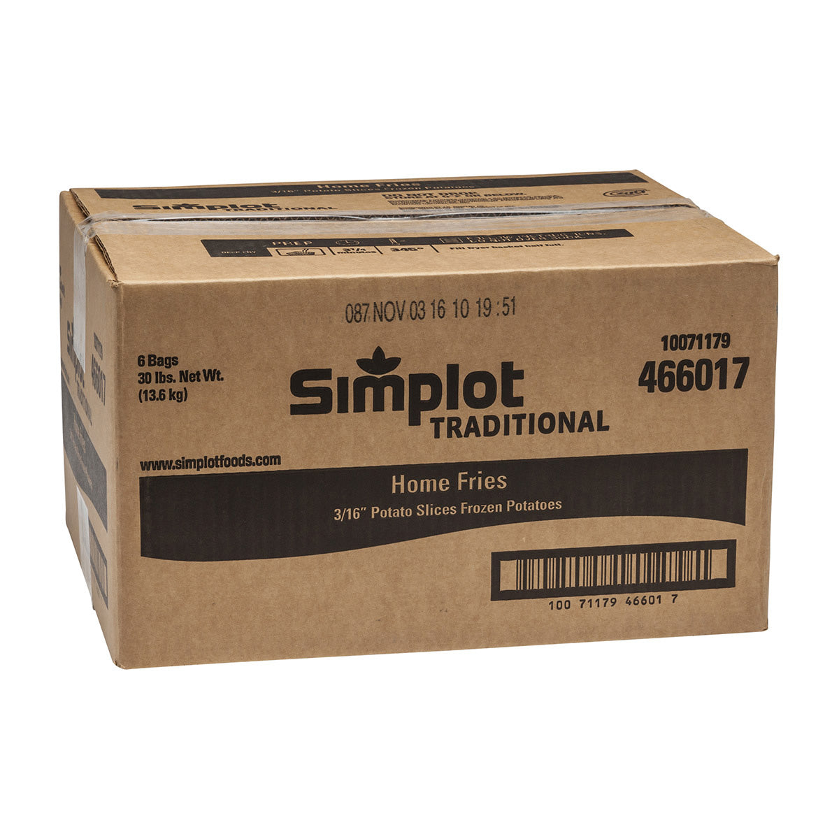 Simplot Traditional 6" Home Slices Skin On 5 Pound Each - 6 Per Case.