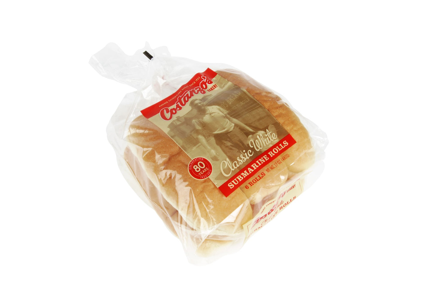 Costanzo's Bakery 7" White Submarine Roll 87 Grams Each - 72 Per Case.