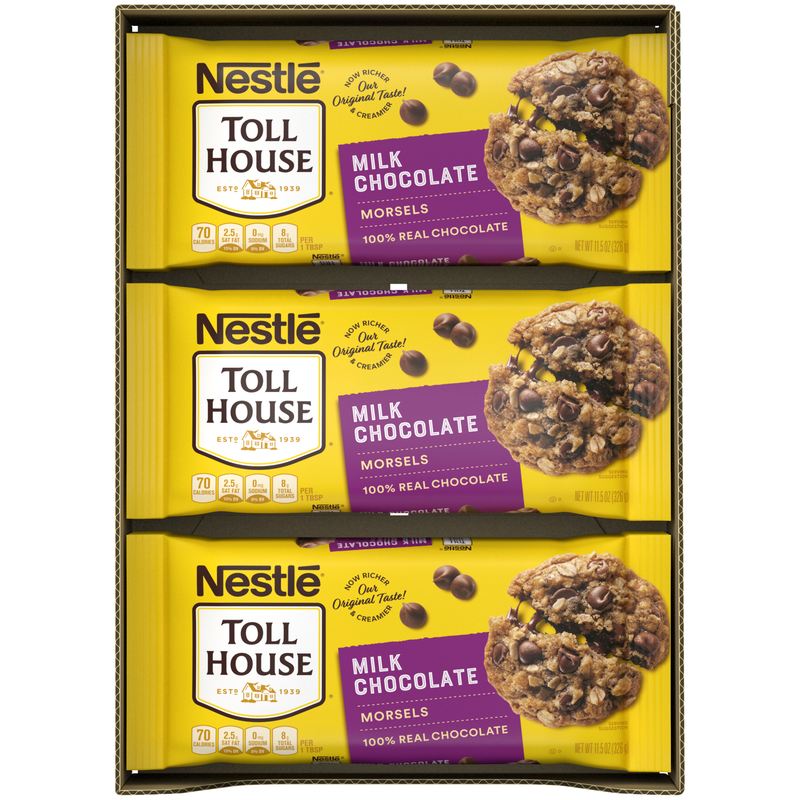 Nestle Toll House Milk Chocolate Morsels Bags 11.5 Ounce Size - 12 Per Case.