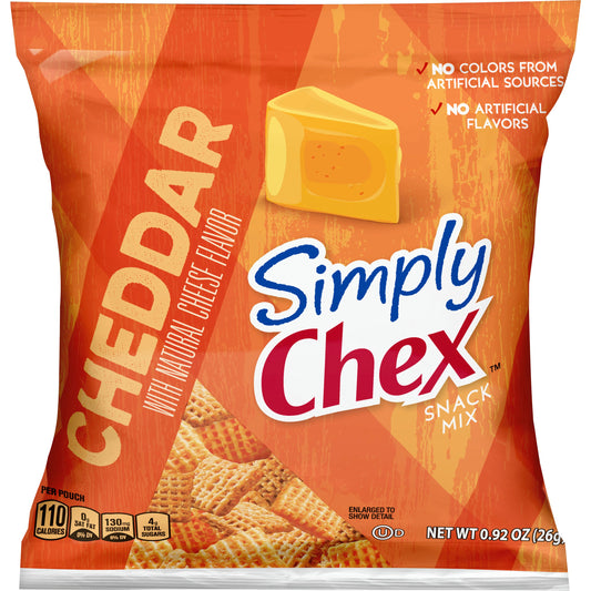 Chex Mix™ Simply Chex™ Snack Mix Single Serve Cheddar 0.92 Ounce Size - 60 Per Case.