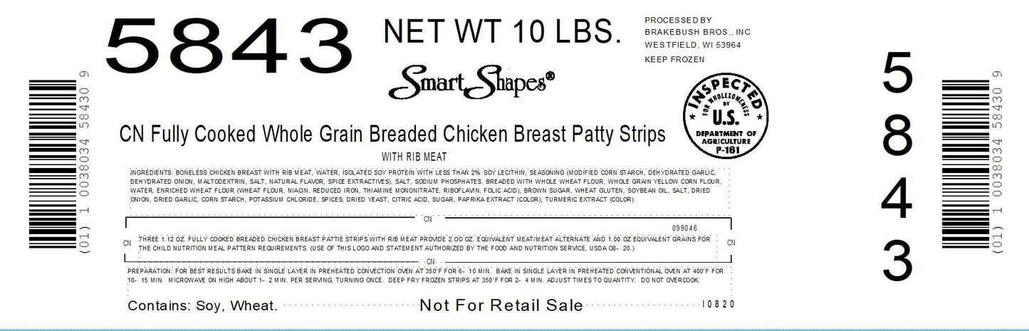 Chicken Fully Cooked Breaded Brst Strips Avg 5 Pound Each - 2 Per Case.