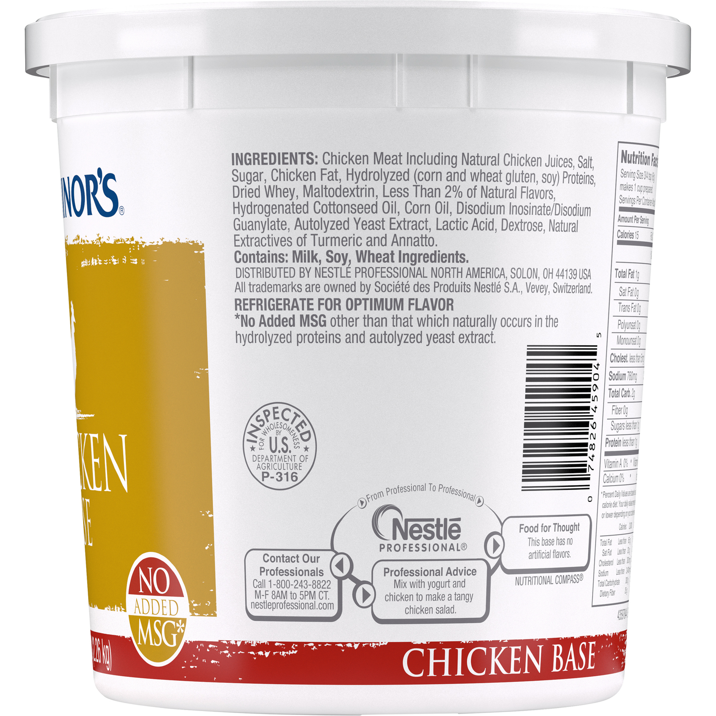 Minor's No Msg Added Chicken Base, 5 Pounds, 4 per case