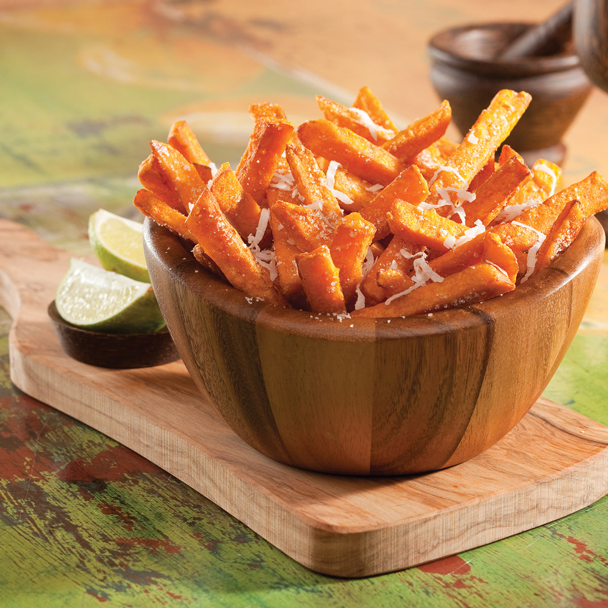 Simplot Sweets 6"x8" Sweet Potato Thin Cut Fries 2.5 Pound Each - 6 Per Case.