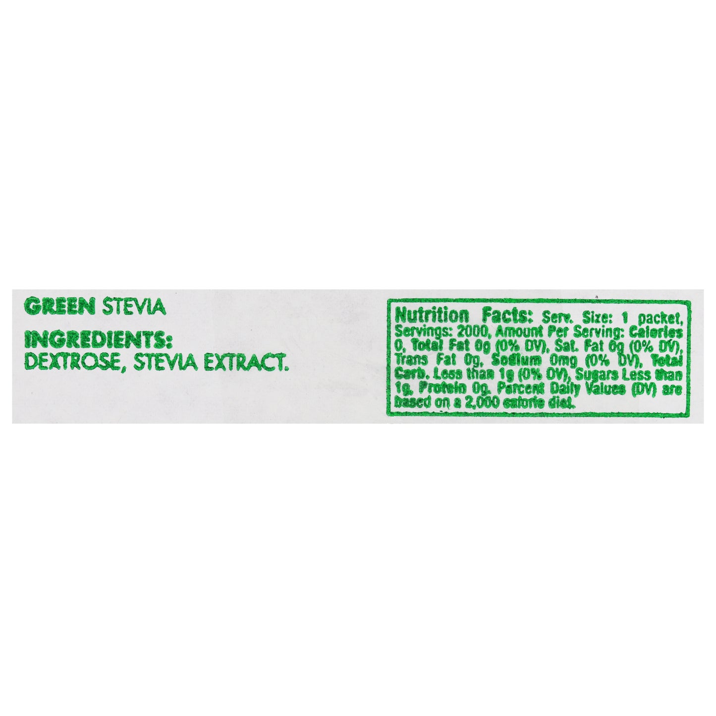 Ecostick Sugar Substitute Stevia Green Sticks 0.5 Grams Each - 2000 Per Case.