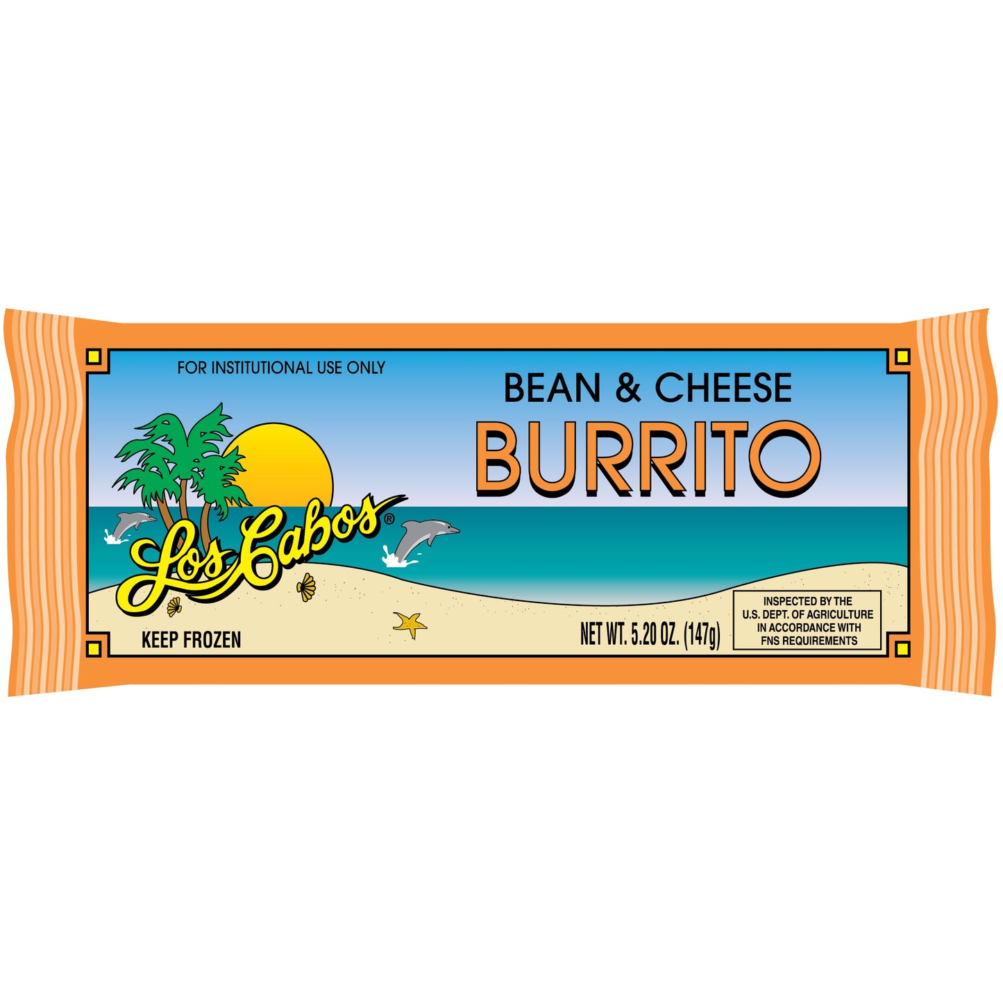 Los Cabos Bean & Cheese Burrito Individuallywrapped Child Nutrition 5.2 Ounce Size - 96 Per Case.