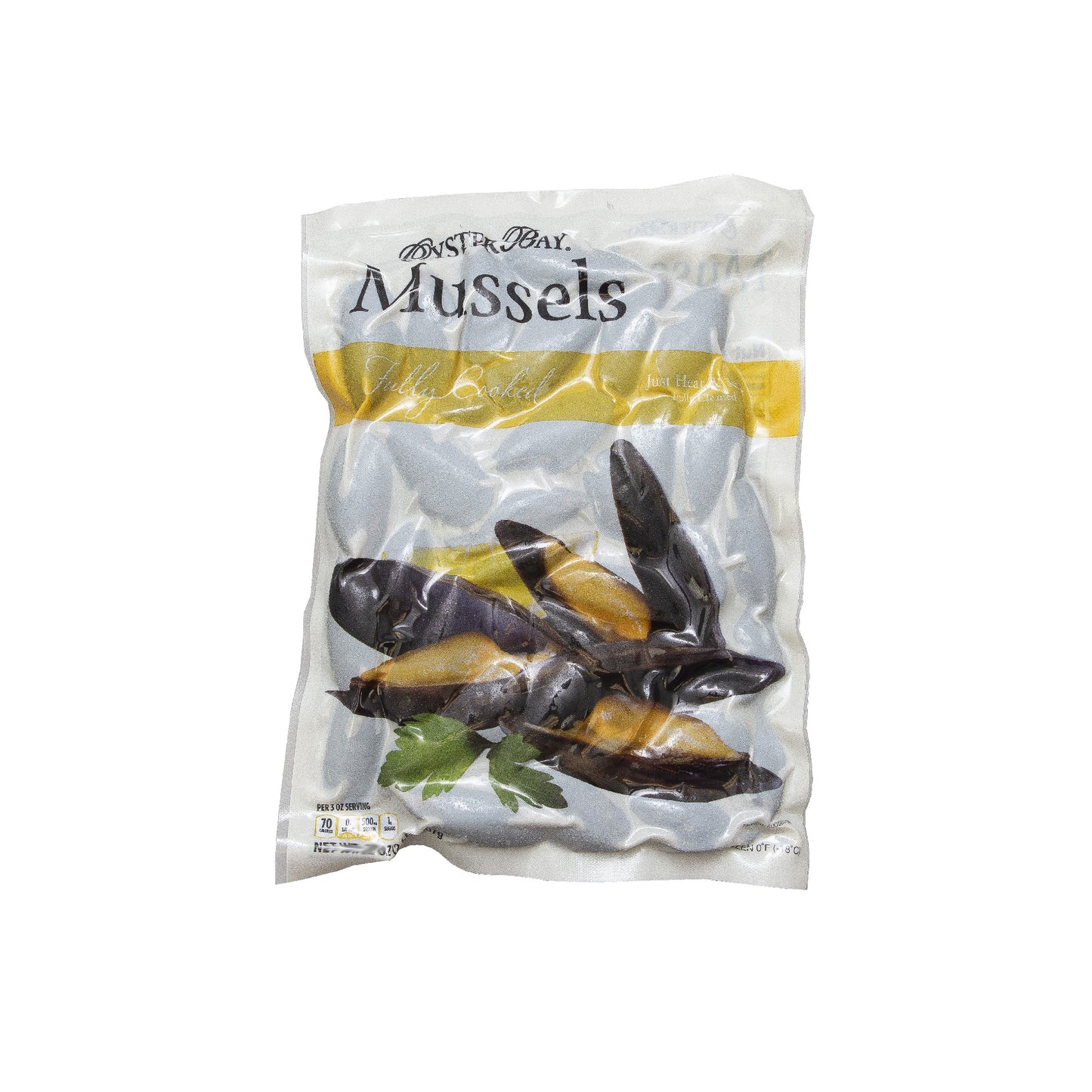 Oyster Bay Cooked In Shell Vacuum Packed Imported Chilean Farmed Mussels 1 Pound Each - 10 Per Case.