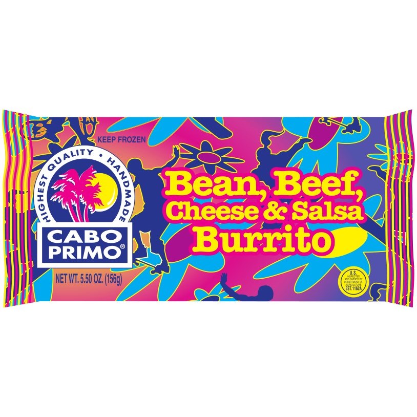 Cabo Primo Beef Bean & Cheese Salsa Burritochild Nutrition Individually Wrapped 5.5 Ounce Size - 80 Per Case.