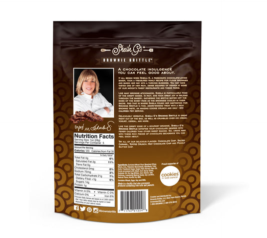 Sheila G's Chocolate Chip Brownie Brittle 5 Ounce Size - 12 Per Case.