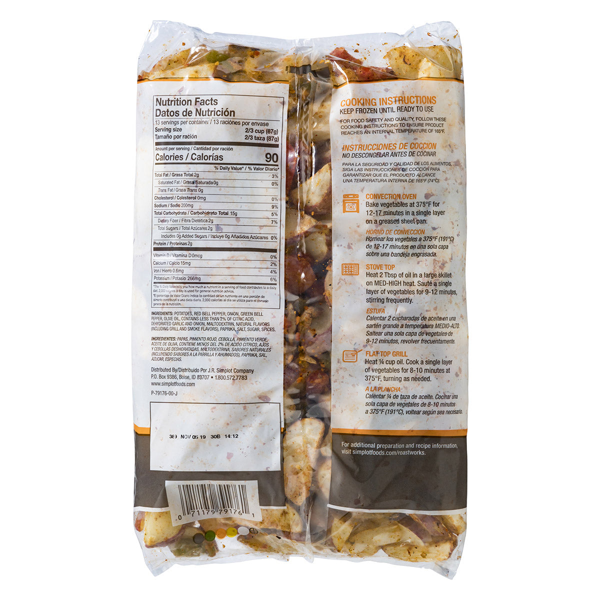 Simplot Roastworks Roasted Redskin Potato Andvegetable Blend 2.5 Pound Each - 6 Per Case.