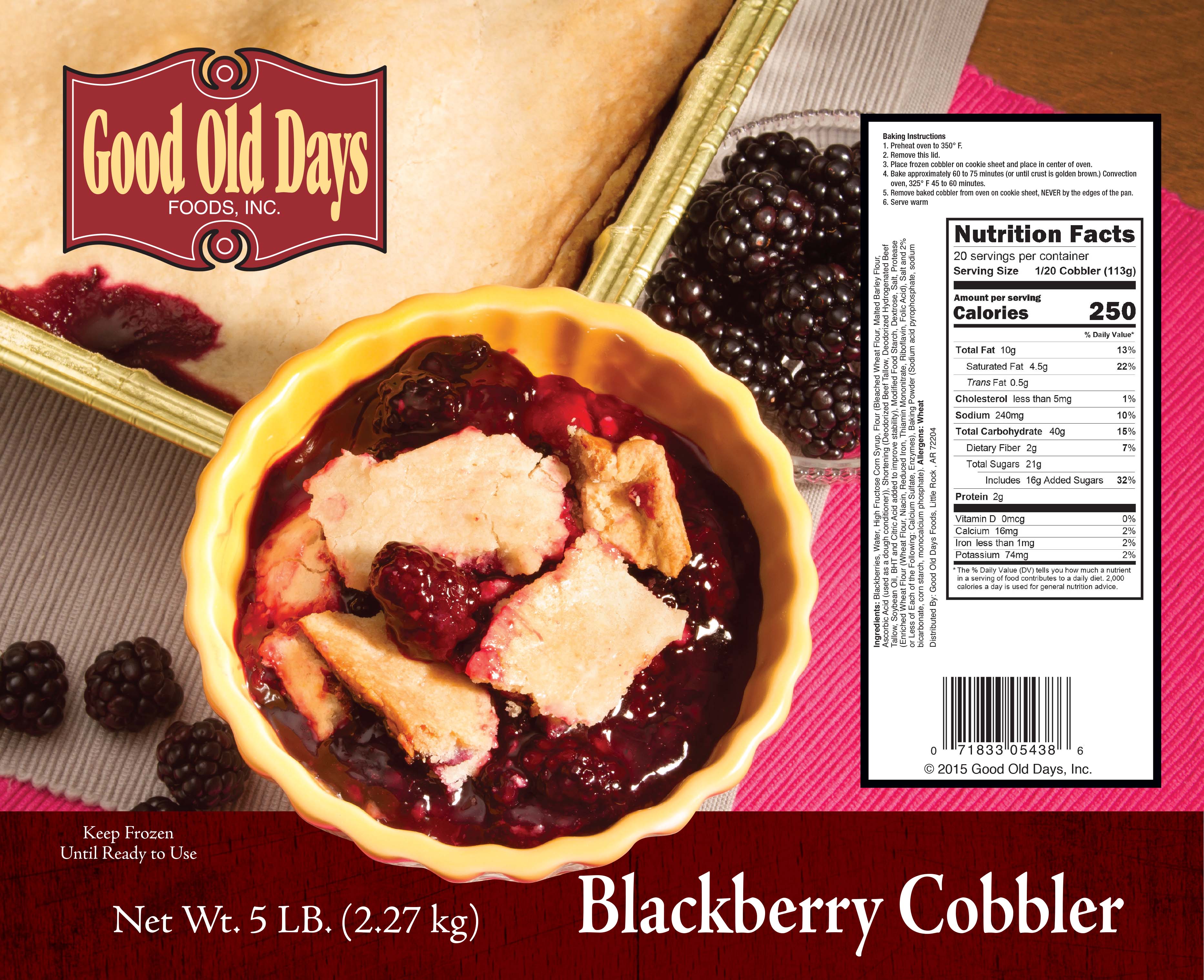Blackberry Cobbler 5 Pound Each - 4 Per Case.