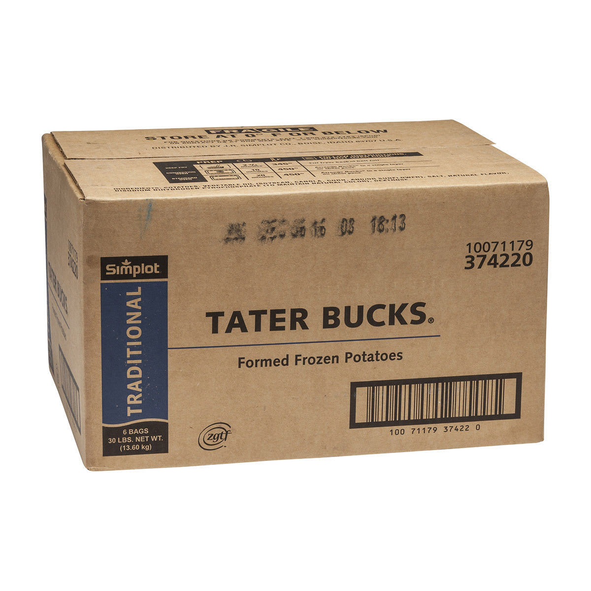 Simplot Traditional Tater Bucks 5 Pound Each - 6 Per Case.