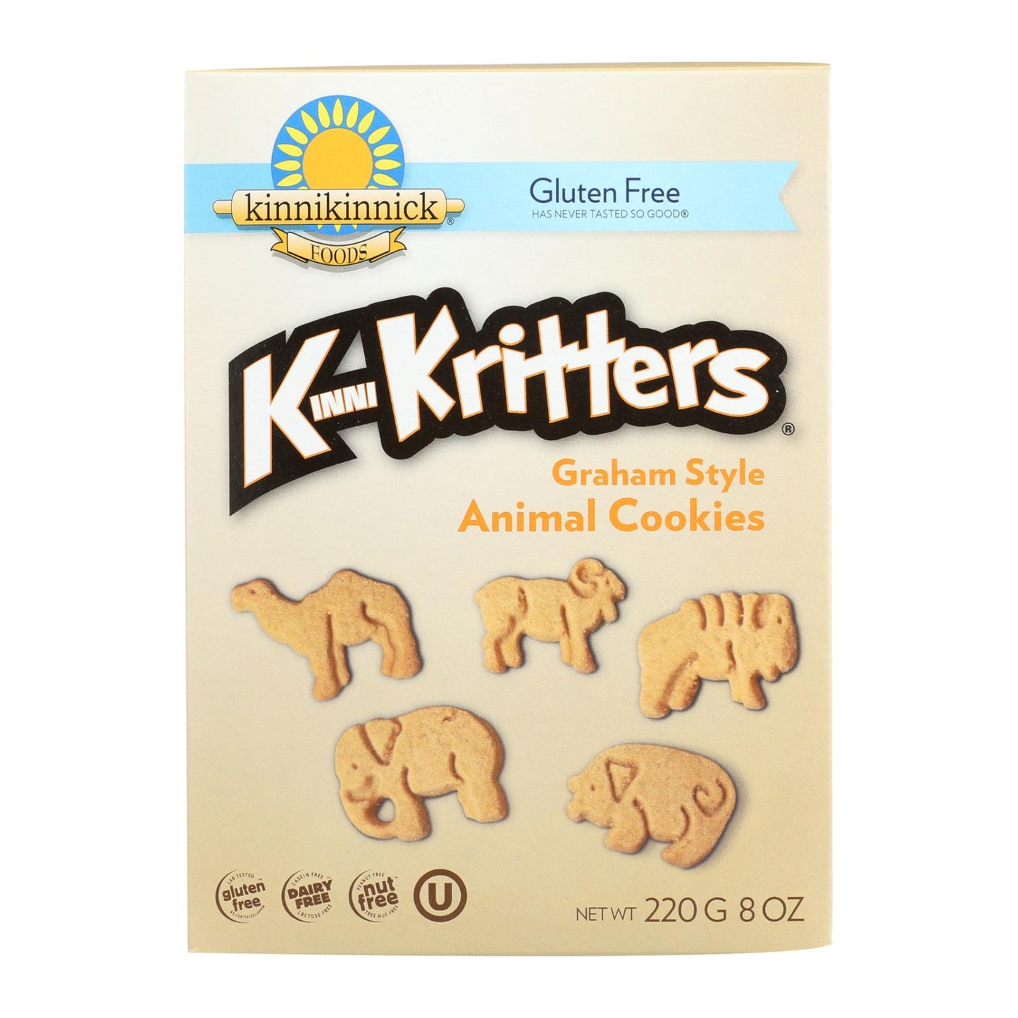 Kinnikinnick Kinnikritter Animal Cookies - Case of 6 - 8 Ounce.