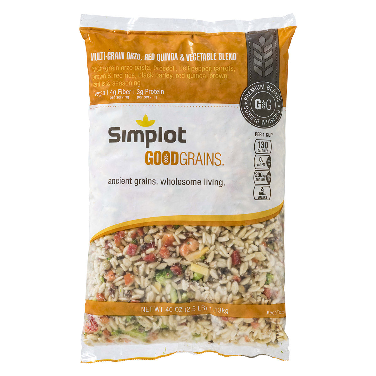 Simplot Good Grains Multi Grain Orzo Red Quinoa & Vegetable Blend 2.5 Pound Each - 6 Per Case.