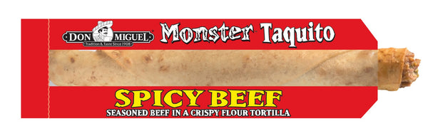 Don Miguel Taquito Monster Spicy Beef 4 Ounce Size - 24 Per Case.