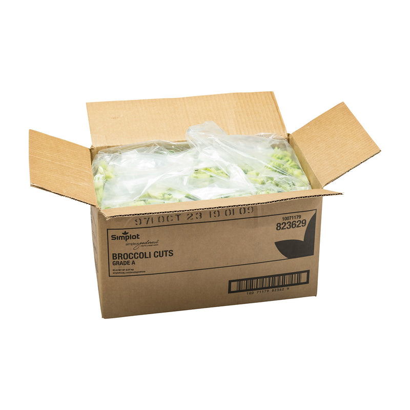 Simplot Simple Goodness Classic Vegetables 1" Broccoli Cuts IQF 20 Pound Each - 1 Per Case.