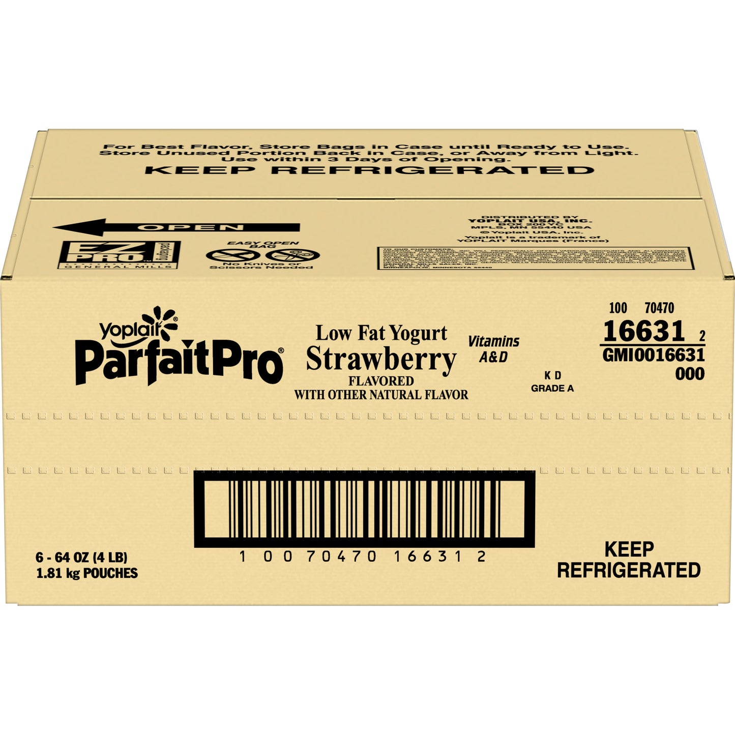 Yoplait Parfaitpro® Yogurt Bulk Low Fat Strawberry 64 Ounce Size - 6 Per Case.