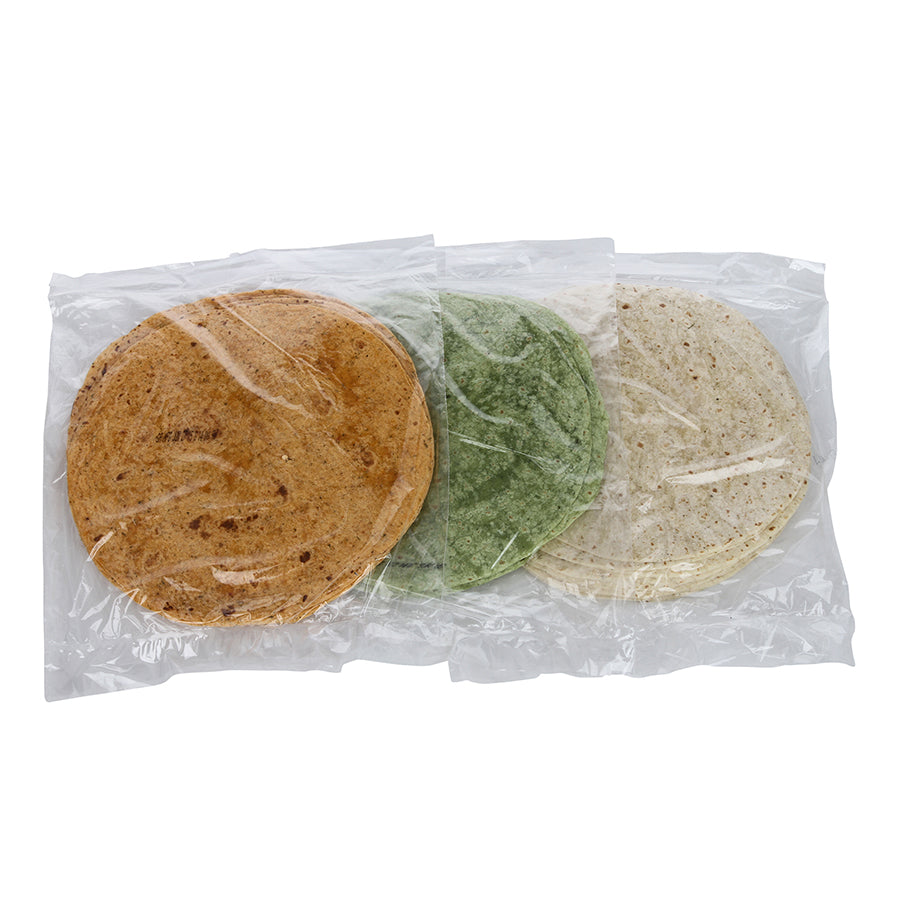 Mission 2" Variety Flavored Wraps Garlic Herb Tomato Basil Spinach Herb 12 Count Packs - 6 Per Case.