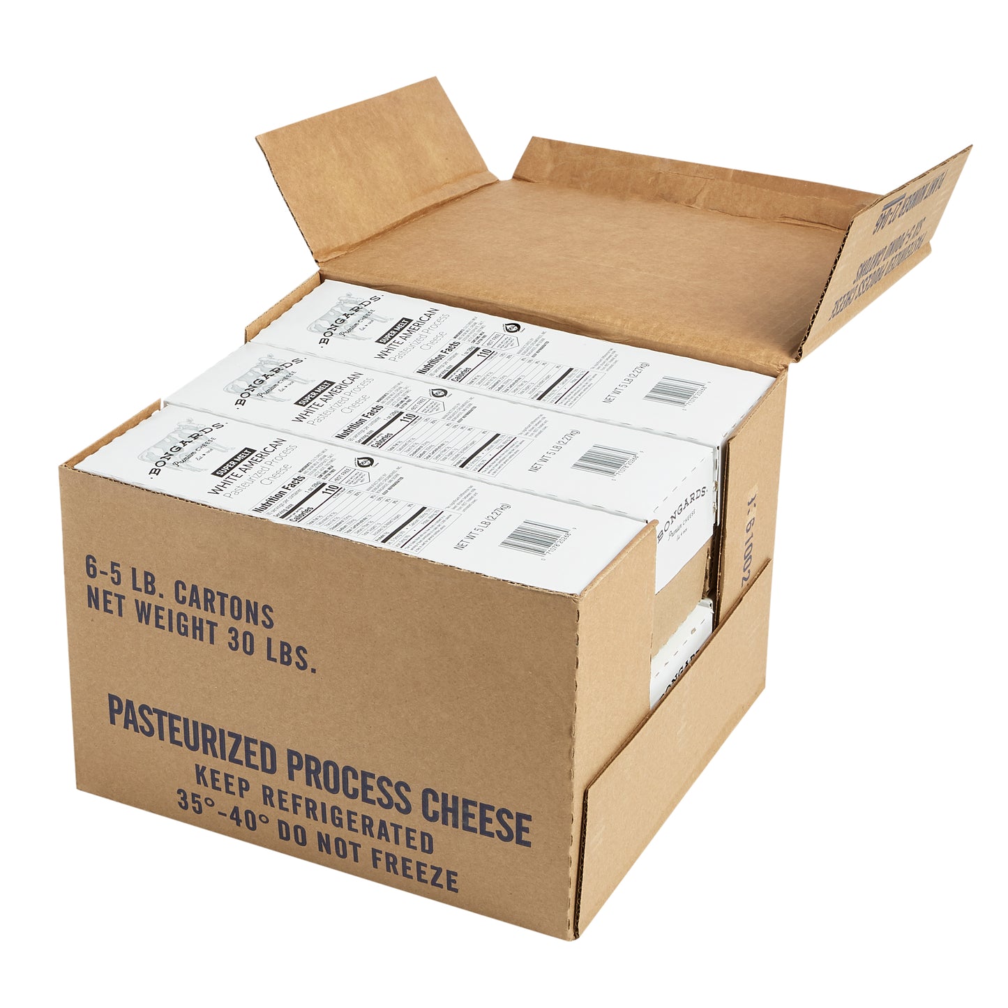 Bongards White Cheese Processed American Super Melt Loaf 5 Pound Each - 6 Per Case.