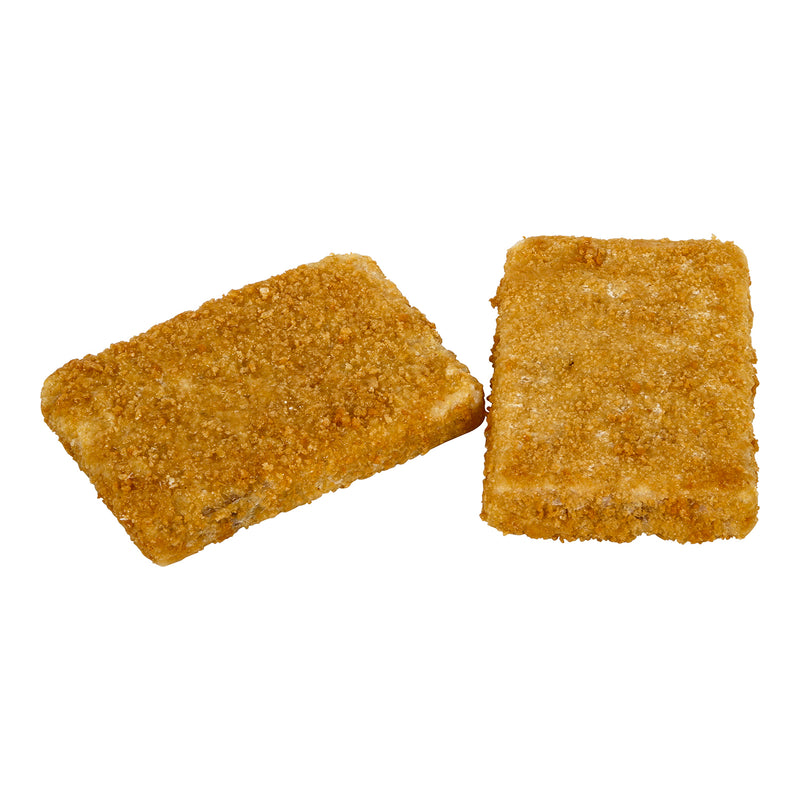 Oven Ready Whole Grain Golden Crunchybreaded Alaska Pollock Rectangles 4.5 Pound Each - 4 Per Case.