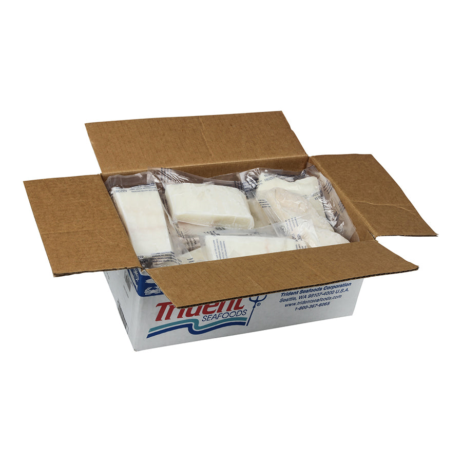 Trident Seafoods 8 Ounce Boneless Skinless Vacuum Packed Halibut Fillet 10 Pound Each - 1 Per Case.