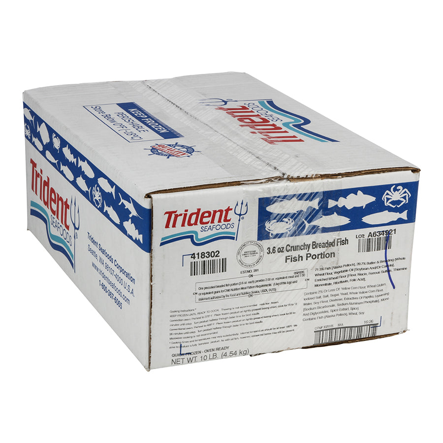 Ak Pollock Crunchy Breaded Whole Grain Rectangle Portions Par Fried Ovenready 10 Pound Each - 1 Per Case.