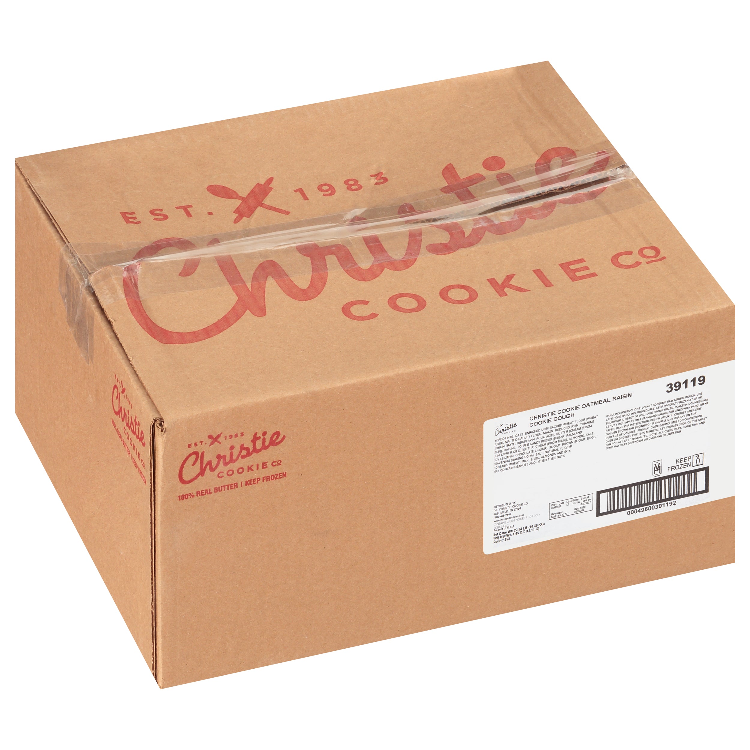 Oatmeal Raisin Cookie Dough 1.45 Ounce Size - 252 Per Case.