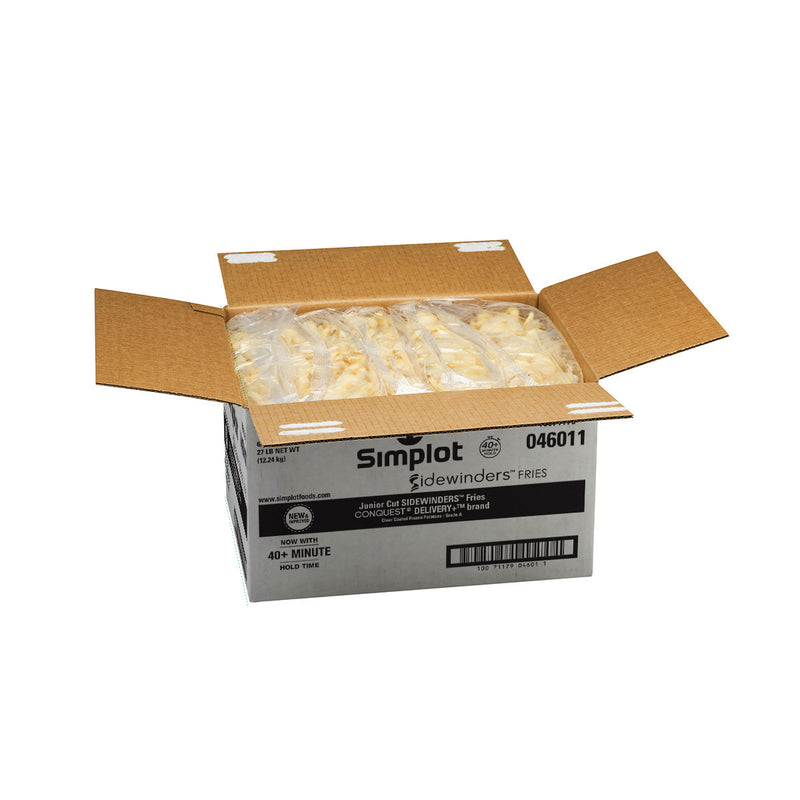 Simplot Sidewinders Fries Conquest Deliverybrand Batter Junior Cut 4.5 Pound Each - 6 Per Case.