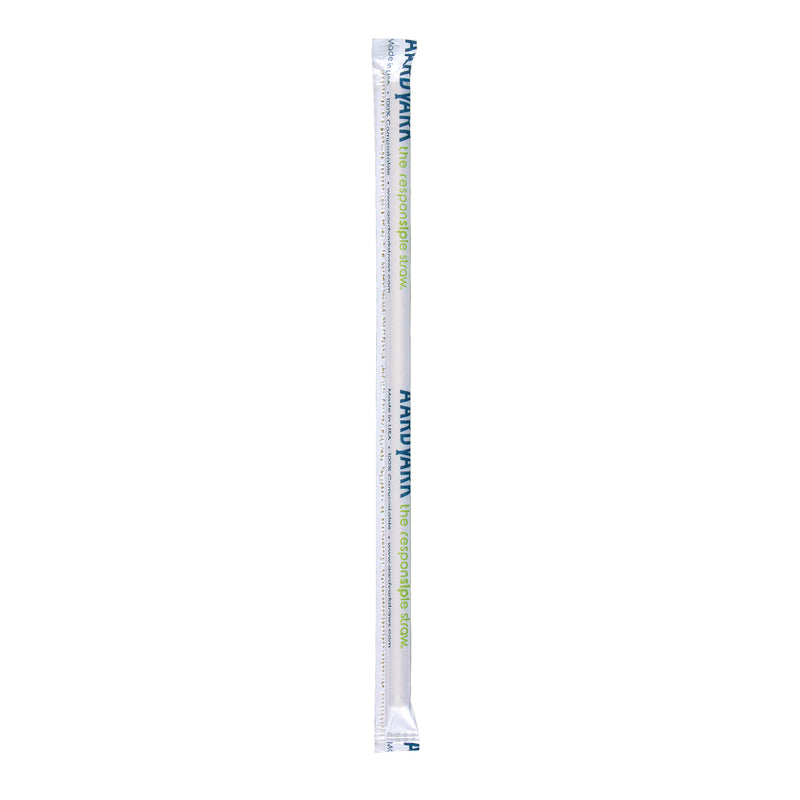 Straw Black Jumbo Paper Solid Compostable Wrapped 400 Each - 8 Per Case.