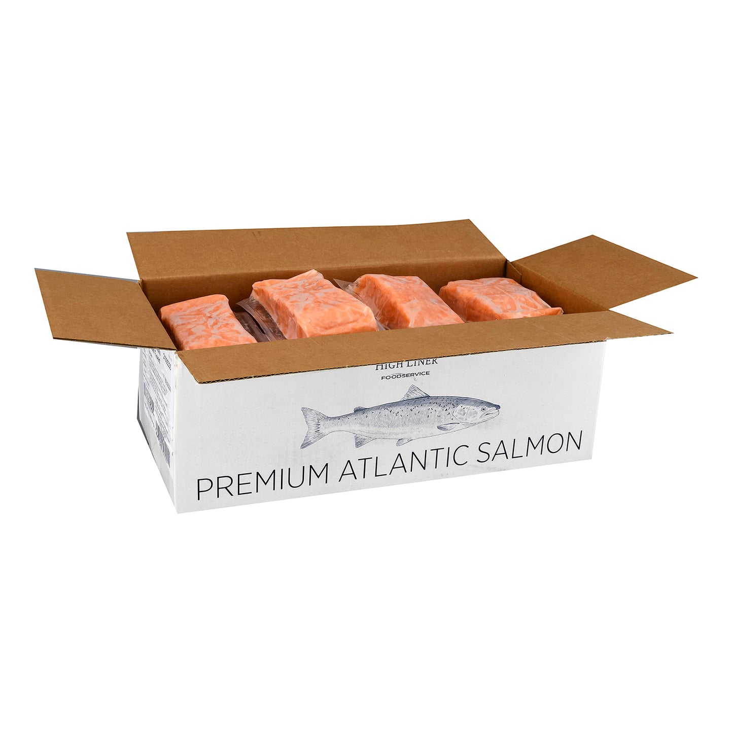 Raw Atlantic Salmon Portions Vacuum Packed 10 Pound Each - 1 Per Case.