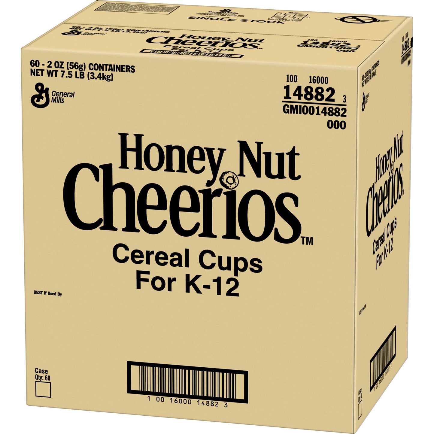 Honey Nut Cheerios™ Cereal Single Serve K Eq Grain 2 Ounce Size - 60 Per Case.