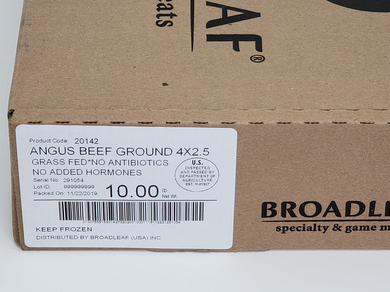 Beef Grass Fed Ground Beef Bulk 2.5 Pound Each - 4 Per Case.