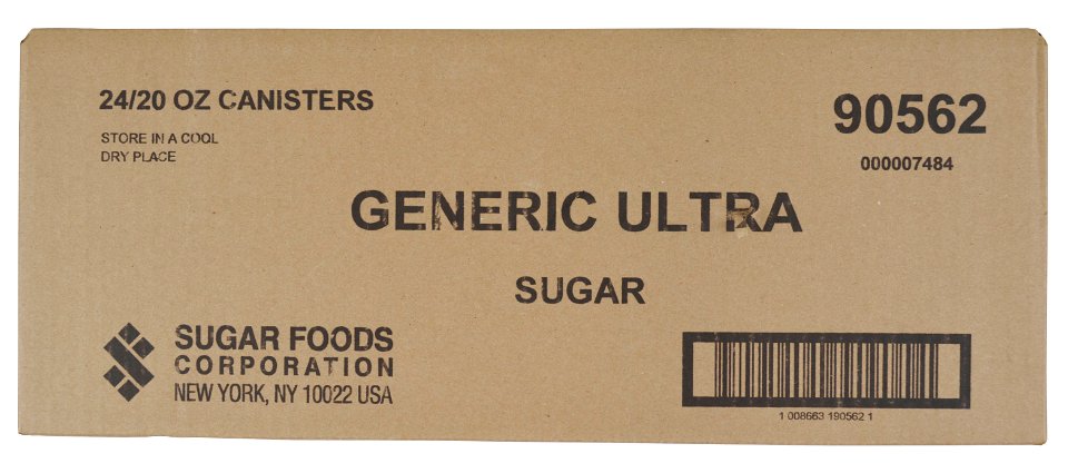 Sugar Foods Sugar Canister 20 Ounce Size - 24 Per Case.