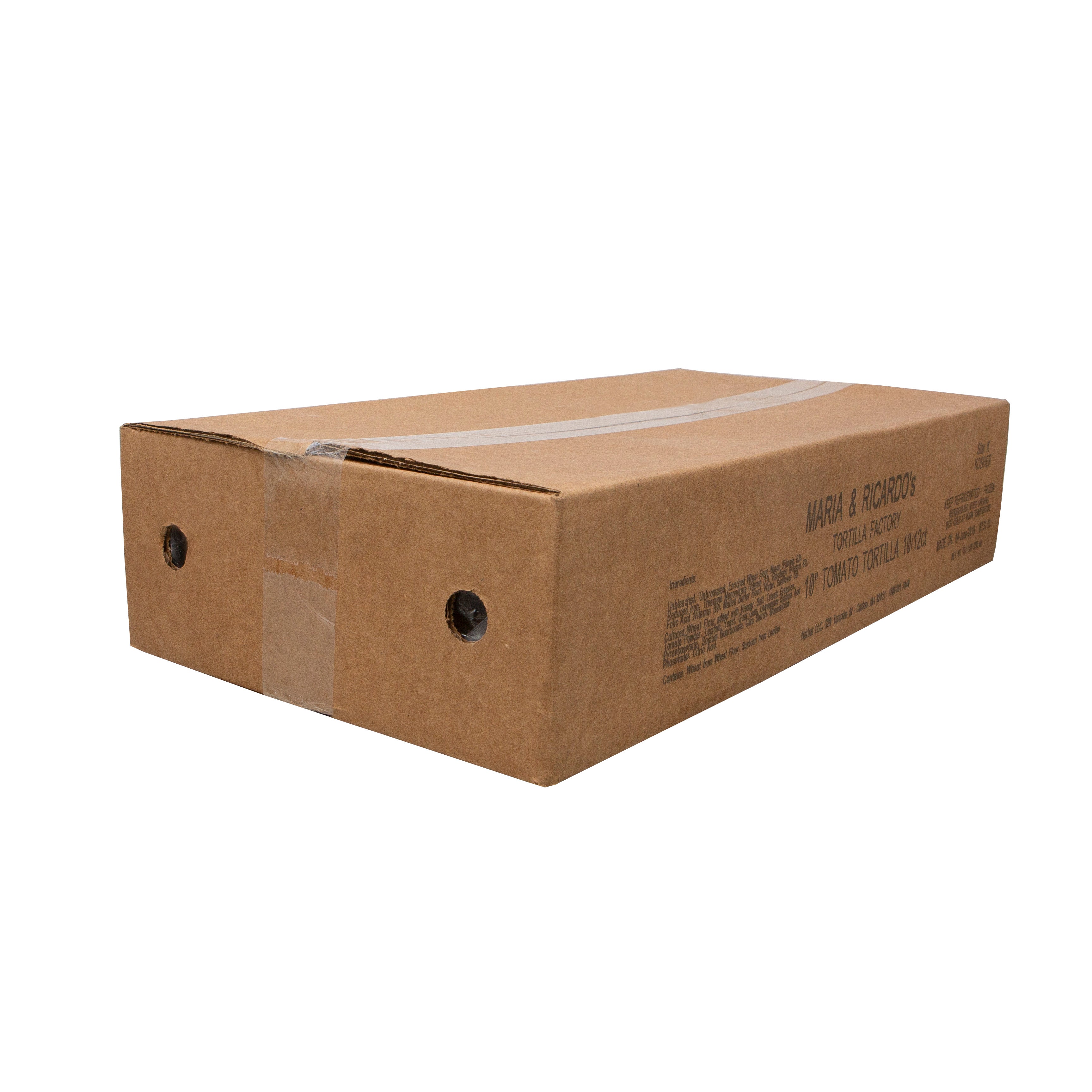 Maria & Ricardo's Tomato Flour Tortillas 10 Inch 10 Count Packs - 12 Per Case.