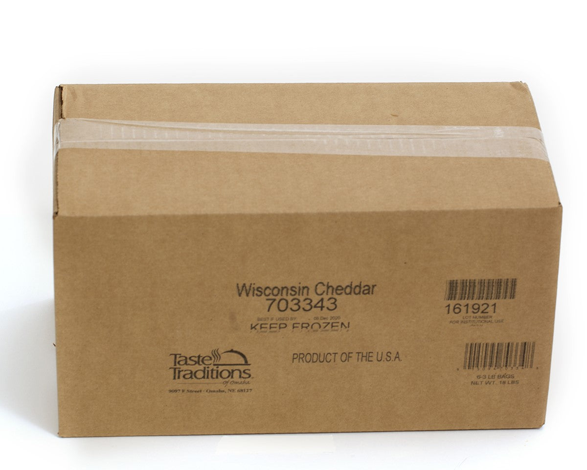 Wisconsin Cheddar Retail Pack 3 Pound Each - 6 Per Case.
