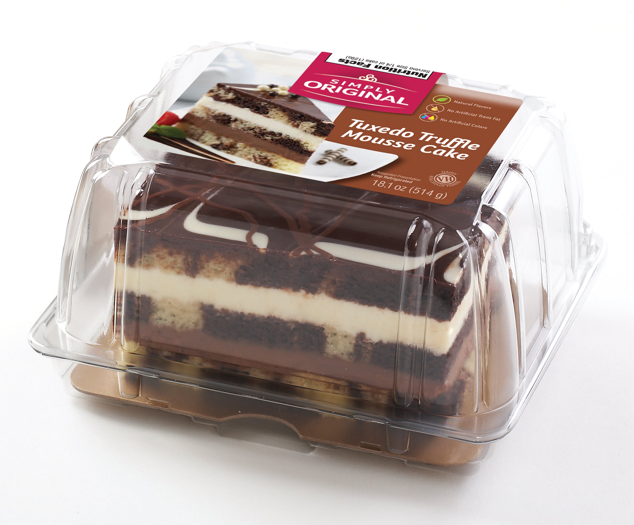 Simply Original Layer 4" 3" Clam Us Tuxedo Truffle Mousse Cut 18 Ounce Size - 12 Per Case.