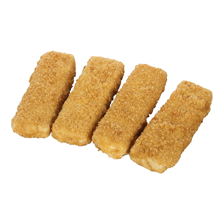 Oven Ready Breaded Cod Sticks Made With Minced Fish Kosher 5 Pound Each - 2 Per Case.