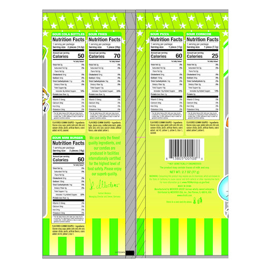 Efrutti Sour Lunch Bag 2.7 Ounce Size - 12 Per Case.