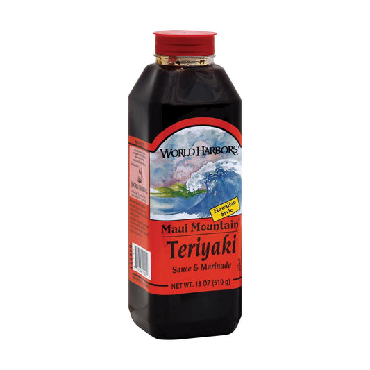 World Harbor Maui Mountain Teriyaki Marinade and Sauce - Case of 6 - 16 Fl Ounce.