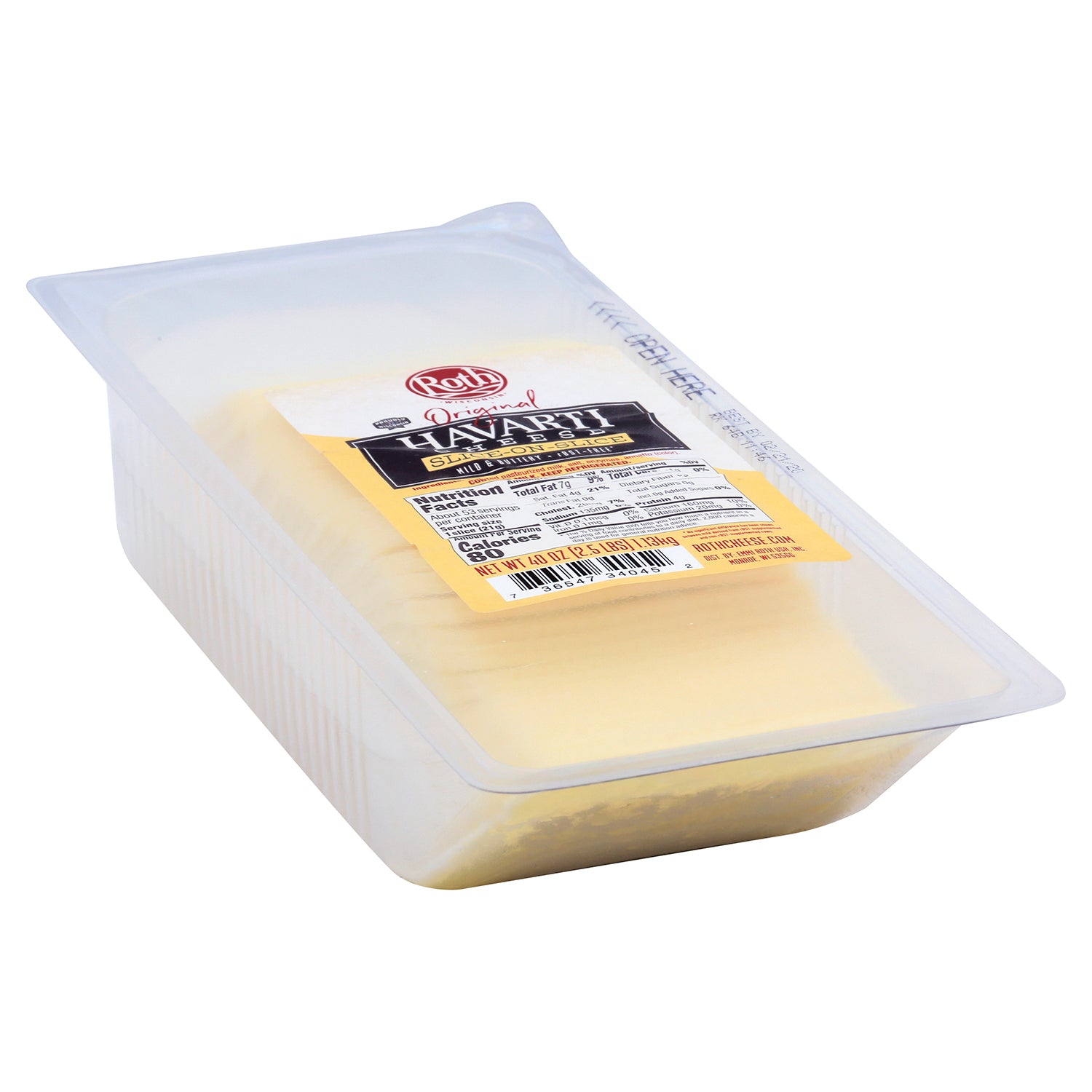 Cheese Sos Original Havarti Slices 2.5 Pound Each - 4 Per Case.