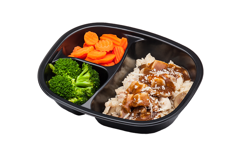 Chicken & Rice With Mushroom Sauce & Mozzarella Cheese Broccoli Carrots 12 Ounce Size - 20 Per Case.