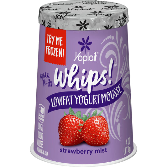 Yoplait® Whips® Yogurt Mousse Single Serve Cup Strawberry Mist 4 Ounce Size - 12 Per Case.