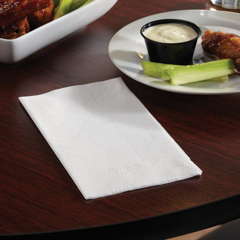 Napkin Dinner White Ply Fold Paper 125 Each - 8 Per Case.