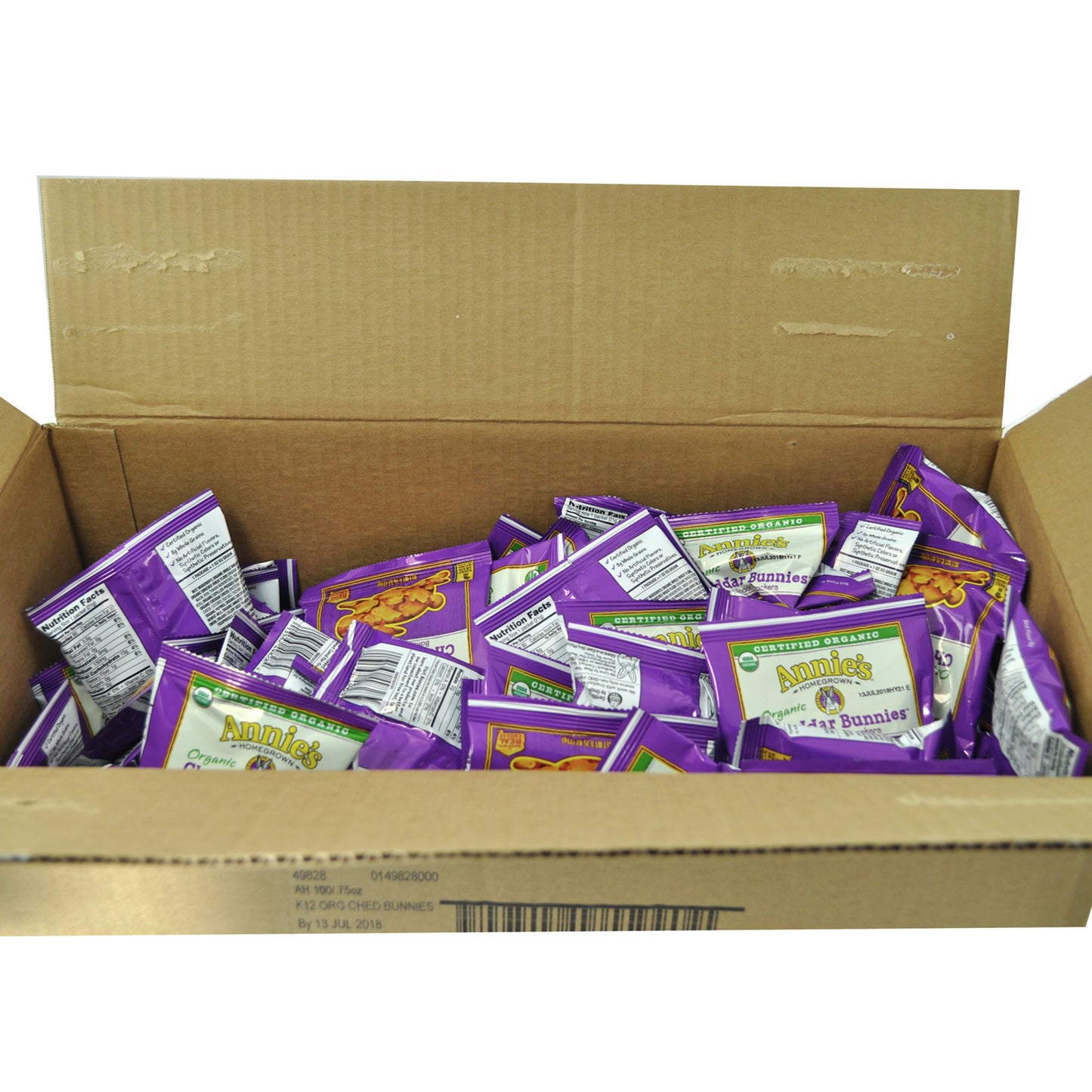 Annie's™ Organic Snack Crackers Single Serve Cheddar Bunnies™ 0.75 Ounce Size - 100 Per Case.