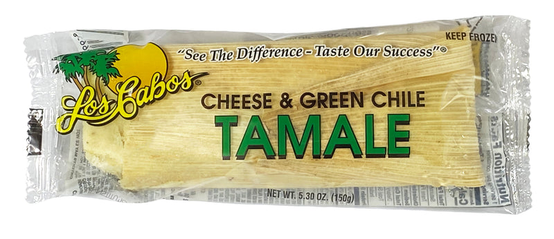 Los Cabos Cheese Tamale Green Chile With Huske 5.3 Ounce Size - 60 Per Case.