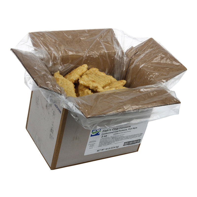 Western Style Battered Cod Portions 10 Pound Each - 1 Per Case.