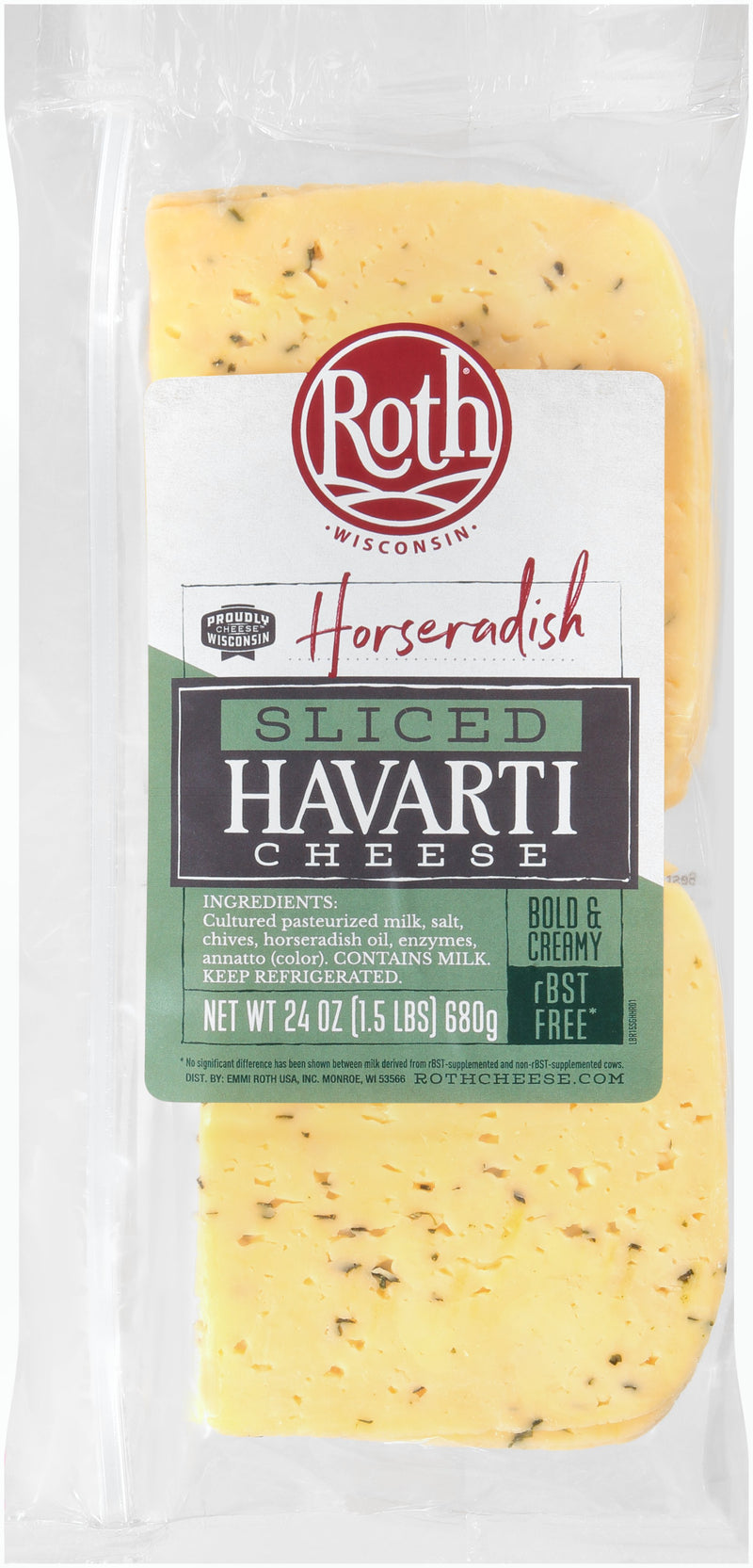 Cheese Horseradish & Chive Havarti Slices 1.5 Pound Each - 8 Per Case.