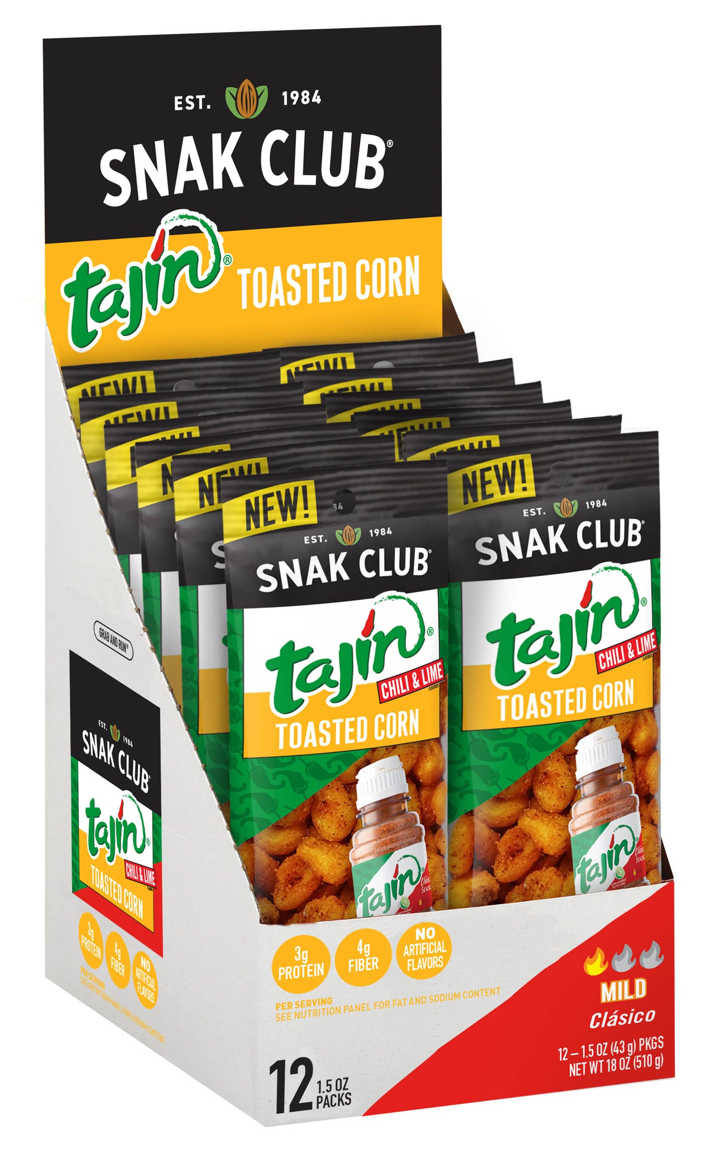 Snak Club Tajin Corn Nuts 1.5 Ounce Size - 144 Per Case.