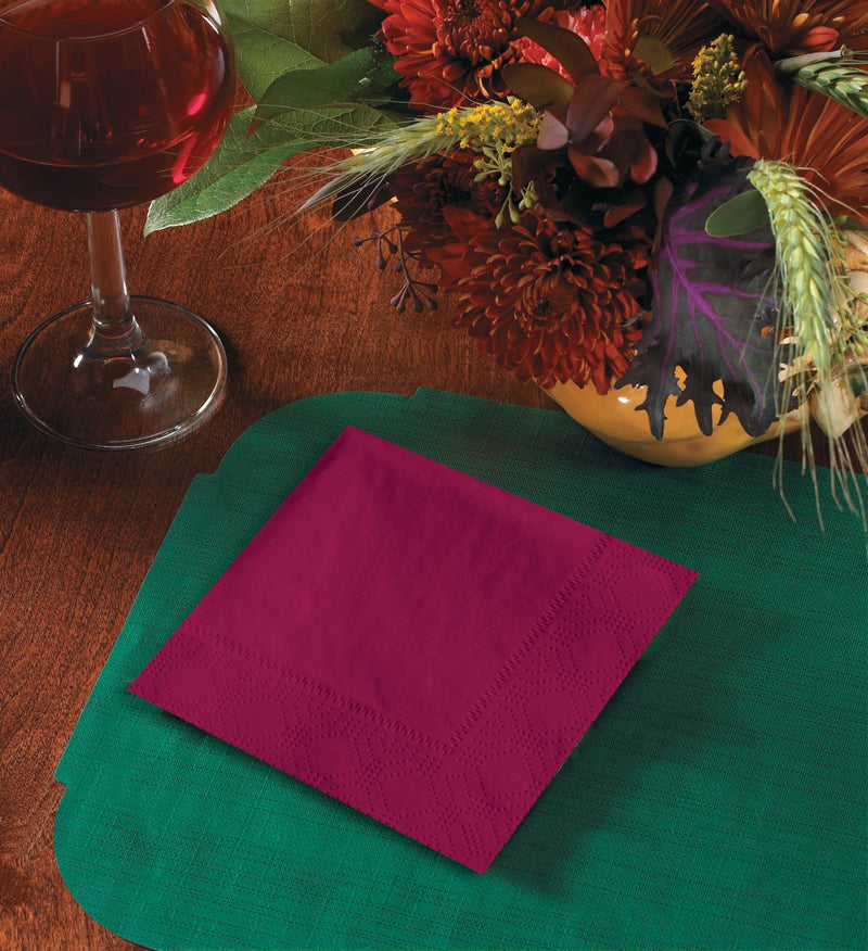 Napkin Beverage Burgundy Ply Fold 250 Each - 4 Per Case.