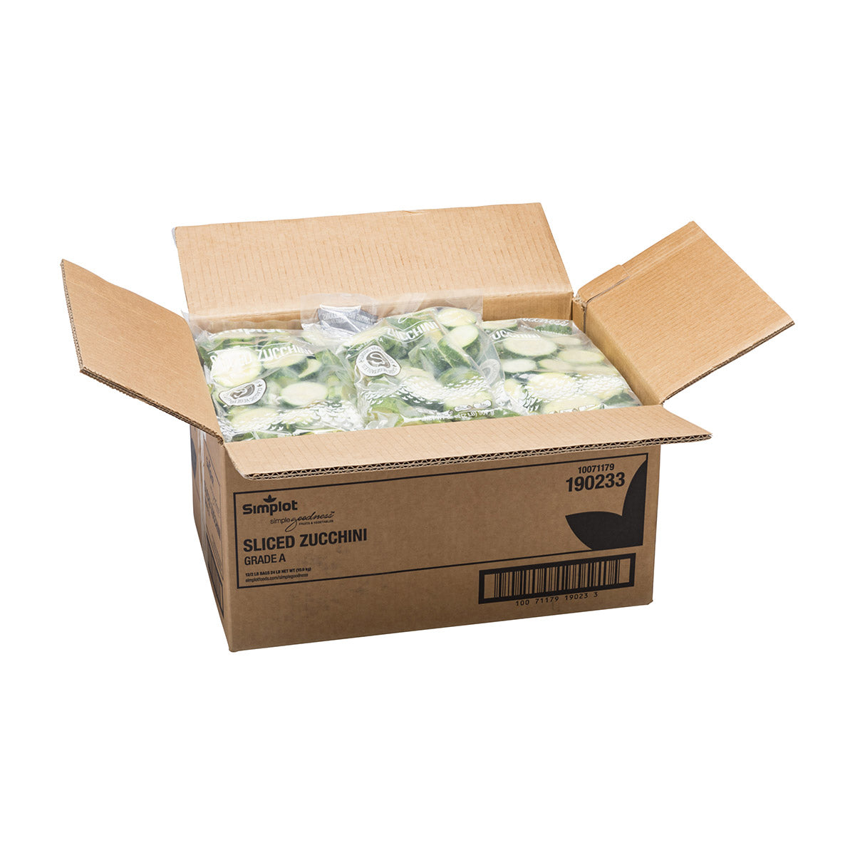 Simplot Simple Goodness Classic Vegetables Smooth Sliced Zucchini 2 Pound Each - 12 Per Case.