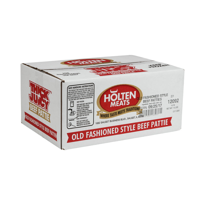 Beef Thick N Juicy Old Fashioned Patties Two 8 Ounce Size - 30 Per Case.